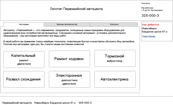 Прототип макета страниц